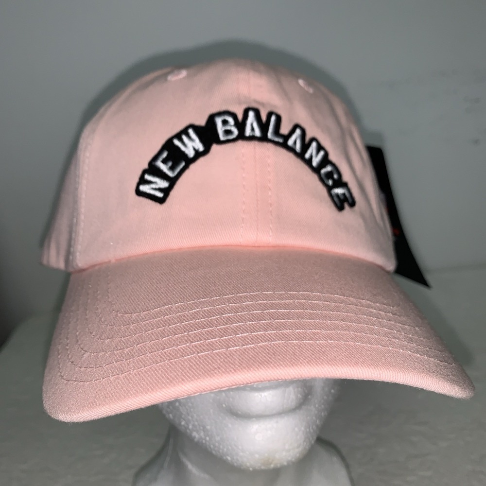 New Balance Spell Out Hat Cap Adult Pink 6 Panel Adjustable Coaches Hat NWT OSFA